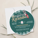 Christmas Karaoke Party Vintag Vinyl Record Aquama Einladung<br><div class="desc">Diese Einladung enthält eine spielerische Mischung aus Retro und festlichen Elementen, die sich perfekt für eine lebendige Feier eignet. Das Design präsentiert einige stilisierte Schneeflocken und ein Retro-Mikrofon-Set vor einem lebendigen aquamarinen Hintergrund, was ein Gefühl von Vintagem Charme weckt. Das herausragende Merkmal der Einladung ist die einzigartige kreisförmige Form, die...</div>