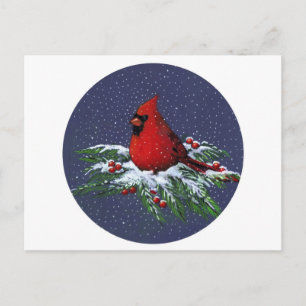 CHRISTMAS: KARDINAL: BIRD: ART FEIERTAGSPOSTKARTE
