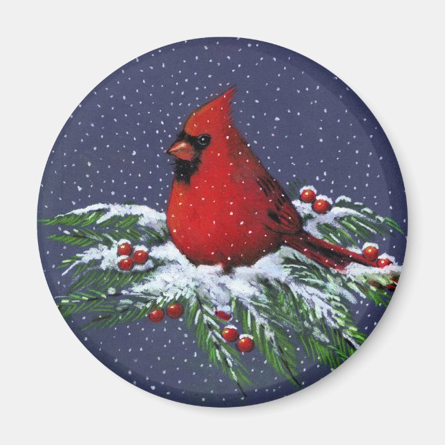 CHRISTMAS: KARDINAL: BIRD: ART MAGNET (Vorne)