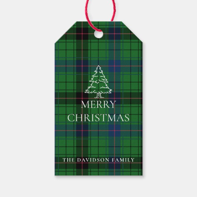 Christmas Kariert Davidson Tartan Pattern Green Geschenkanhänger (Vorderseite)