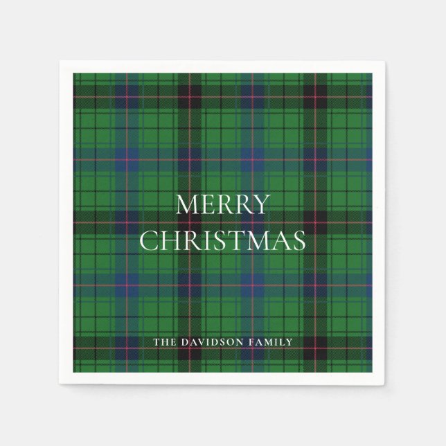 Christmas Kariert Davidson Tartan Pattern Green Serviette (Vorderseite)