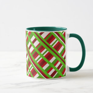 Christmas Kariert Diagonal Tasse