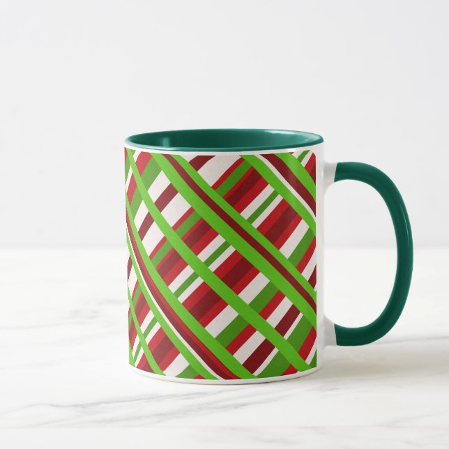 Christmas Kariert Diagonal Tasse (Rechts)