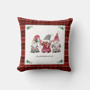 Christmas Kariert Gnome Liebe Joy Peace Holly Berr Kissen