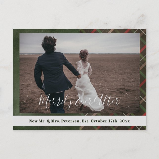 Christmas kariert Merrily Ever After Foto vielen D Postkarte (Vorderseite)