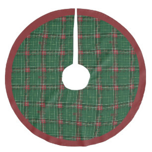Christmas Kariert Scottish Red auf Green Polyester Weihnachtsbaumdecke
