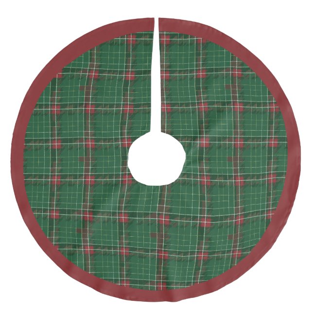 Christmas Kariert Scottish Red auf Green Polyester Weihnachtsbaumdecke (Vorderseite)