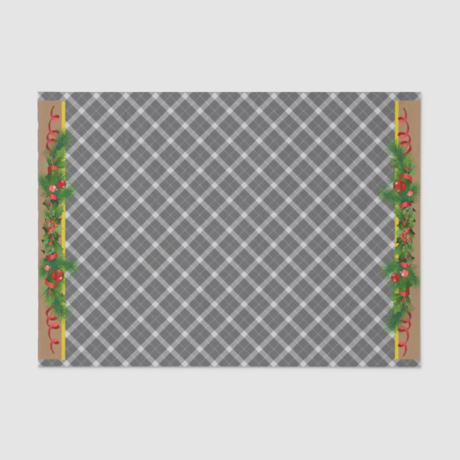 CHRISTMAS KARIERTE Geschenkpackung Seidenpapier (Vorderseite)