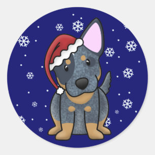 Christmas Kawaii Blue Heeler Runder Aufkleber