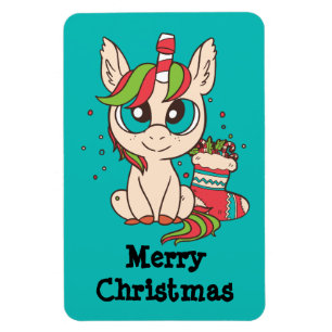 Christmas Kawaii Unicorn Magnet