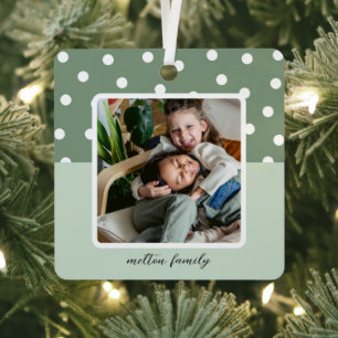 Christmas Keepake Foto und Polka Dots Ornament Aus Metall