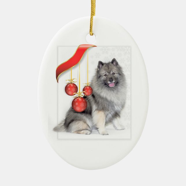 Christmas Keeshond Keramik Ornament (Vorne)