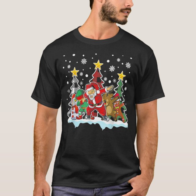 Christmas Kids Boys Men Dabbing Santa Elf Deer Fri T-Shirt (Vorderseite)