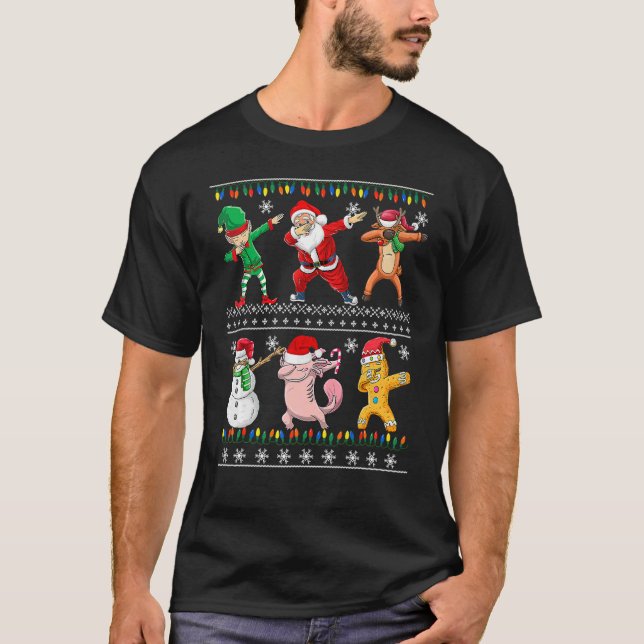Christmas Kids Boys Men Dabbing Santa Elf Deer Fri T-Shirt (Vorderseite)