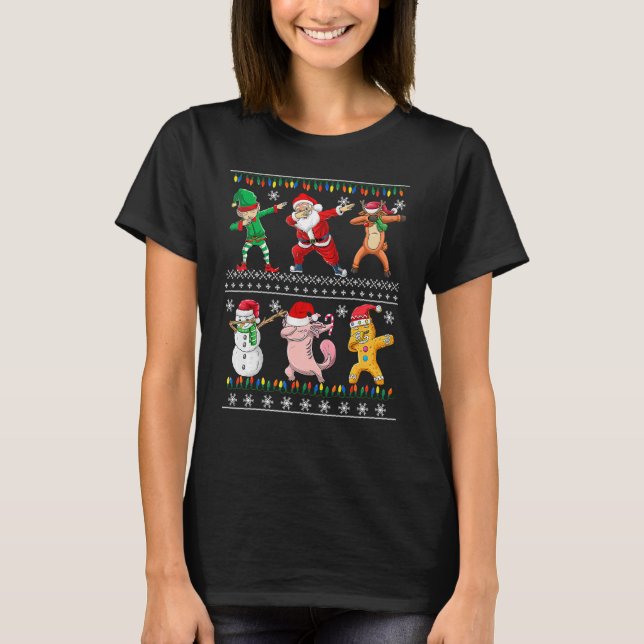 Christmas Kids Boys Men Dabbing Santa Elf Deer Fri T-Shirt (Vorderseite)