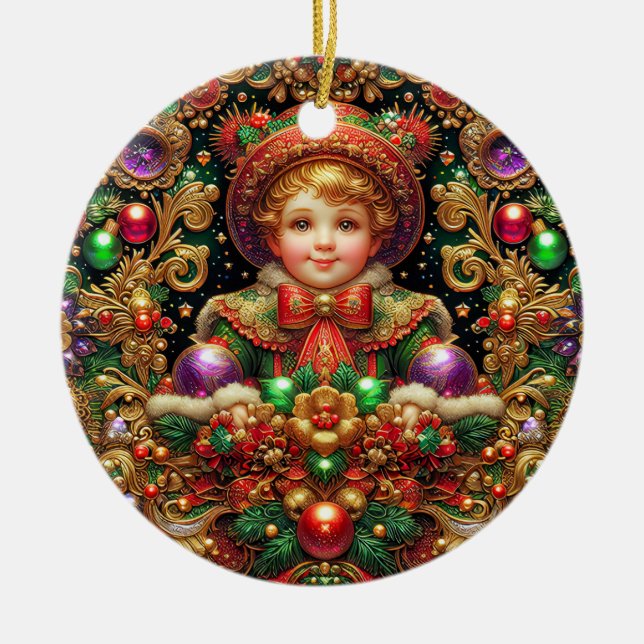 CHRISTMAS ~ Kind 19. Jahrhundert ~ Keramik Ornament (Vorne)