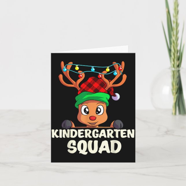 Christmas Kindergarten Squad Red Buffalo Plaid Rei Karte (Vorderseite)