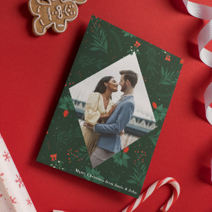 Christmas Kiss Mistletoe Romantic Foto Diamond Feiertagskarte
