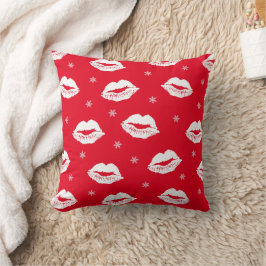 Christmas Kiss Red White Gemustert Kissen