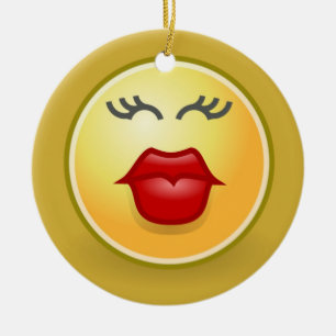 CHRISTMAS KISSY LIPS TREE ORNAMENTS - SMILY FACES KERAMIK ORNAMENT