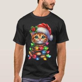 Christmas Kitten Watercolor T-Shirt
