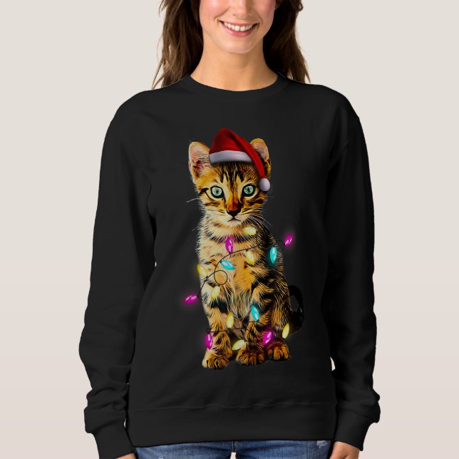 Christmas Kitten Xmas Cat Tree Santa Hat Christmas Sweatshirt (Vorderseite)