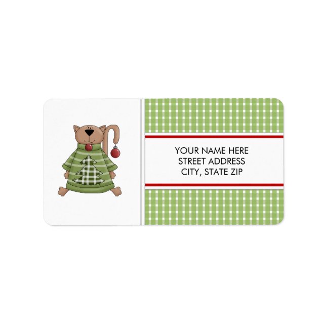 Christmas Kitty Address Mailing Labels Adressaufkleber (Vorne)