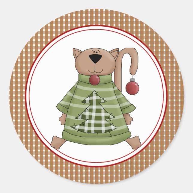 Christmas Kitty Cat Umschlag Aufkleber Stickers (Vorderseite)