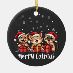 Christmas Kitty Cats Merry Catmas Keramik Ornament