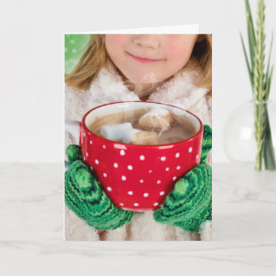 CHRISTMAS kleine Mädchen Tasse heißen Kakao Gruß Karte
