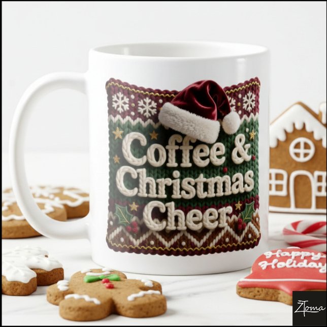 Christmas Knit Sweater Coffee & Christma Santa Hat Kaffeetasse (Von Creator hochgeladen)