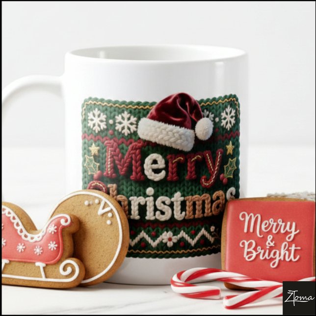 Christmas Knit Sweater Merry Christmas Santa Hat Kaffeetasse (Von Creator hochgeladen)