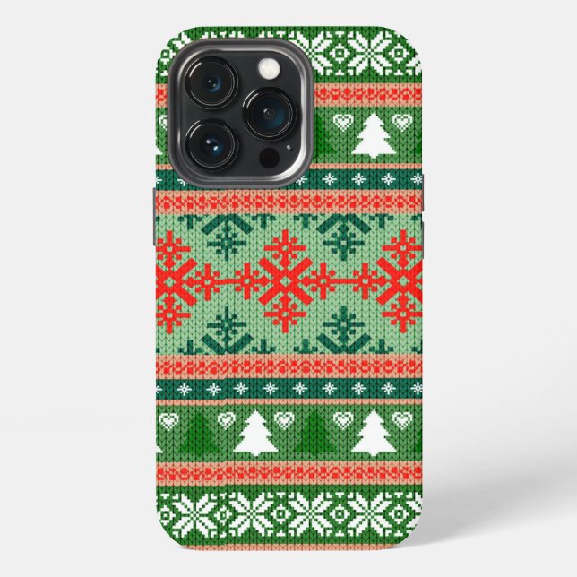 Christmas Knitting Pattern iPhone Hülle (Hinten)