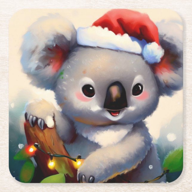 Christmas Koala 2 Rechteckiger Pappuntersetzer (Vorderseite)