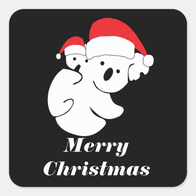 Christmas Koala Bears Quadratischer Aufkleber (Vorderseite)