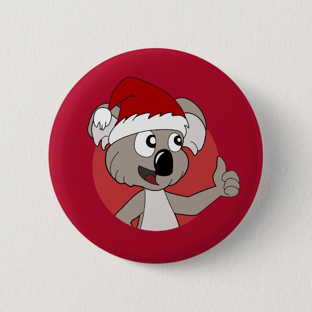 Christmas koala Cartoon Button (Vorderseite)