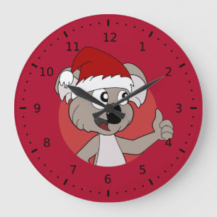 Christmas koala Cartoon Wall Clock Große Wanduhr