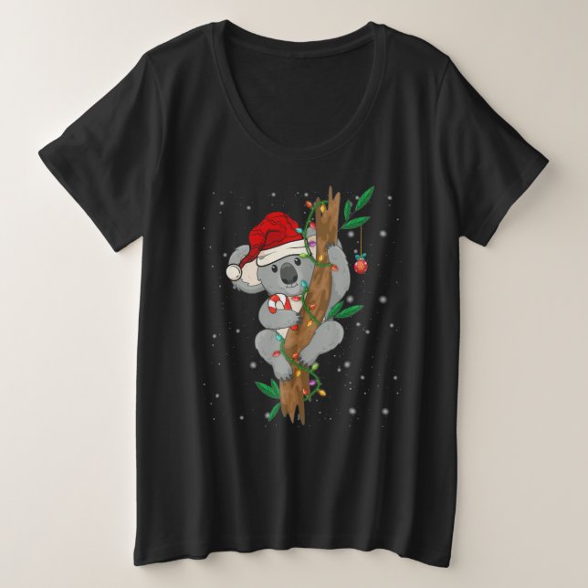 Christmas Koala Santa Sleigh Teacher Große Größe T-Shirt (Design vorne)