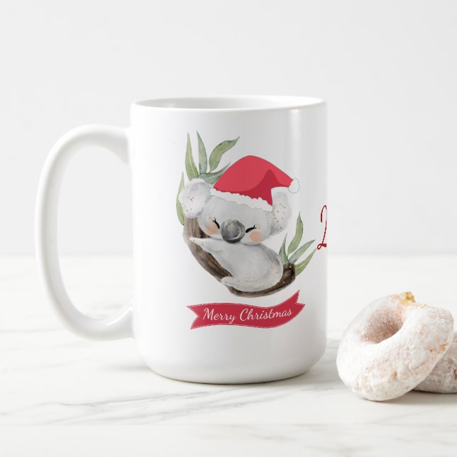 Christmas Koala Watercolor  Kaffeetasse (Mit Donut)
