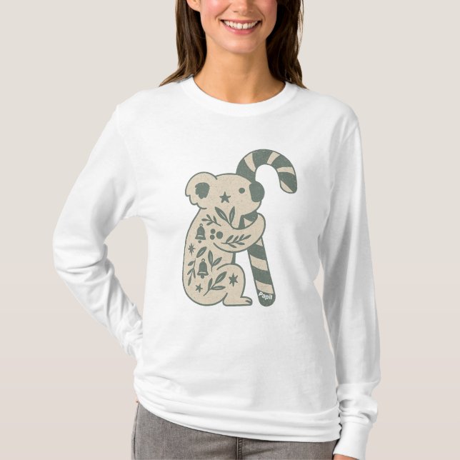 Christmas Koala with Candy Cane T-Shirt (Vorderseite)