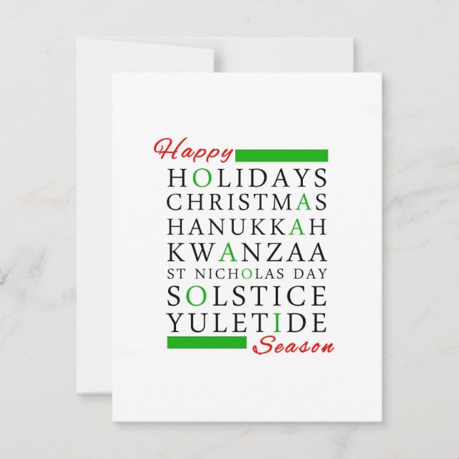 Christmas Kwanzaa Hanukkah Solstice Yuletide Feiertagskarte (Vorderseite)