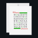 Christmas Kwanzaa Hanukkah Solstice Yuletide Feiertagskarte<br><div class="desc">Christmas Kwanzaa Hanukkah Solstice Yuletide</div>