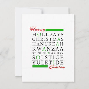 Christmas Kwanzaa Hanukkah Solstice Yuletide Feiertagskarte