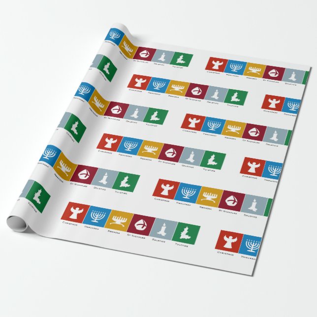 Christmas Kwanzaa Hanukkah Solstice Yuletide Geschenkpapier (Ungerollt)