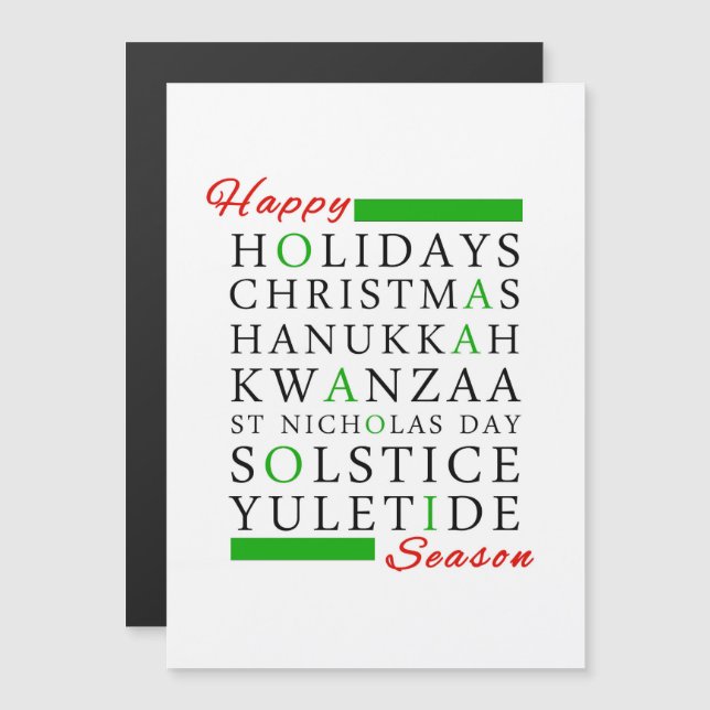 Christmas Kwanzaa Hanukkah Solstice Yuletide Magneteinladung (Vorne/Hinten)