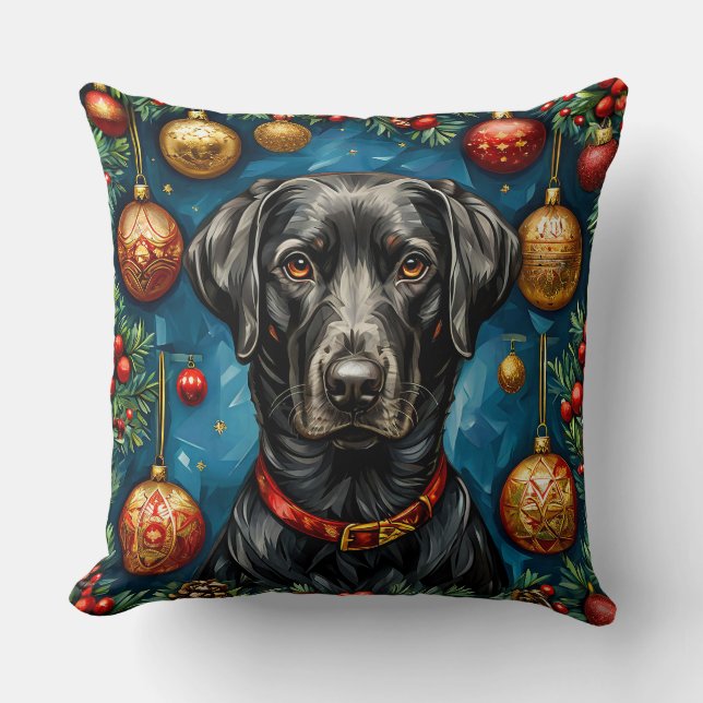 Christmas Labrador Dog Kissen (Vorderseite)