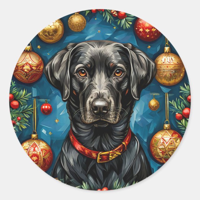 Christmas Labrador Dog Runder Aufkleber (Vorderseite)