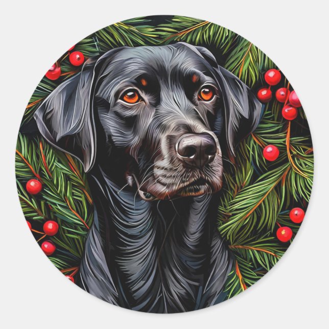 Christmas Labrador Dog Runder Aufkleber (Vorderseite)