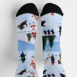 Christmas Labrador Ice Skaten Socken