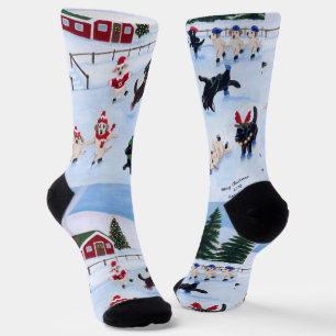 Christmas Labrador Ice Skaten Socken